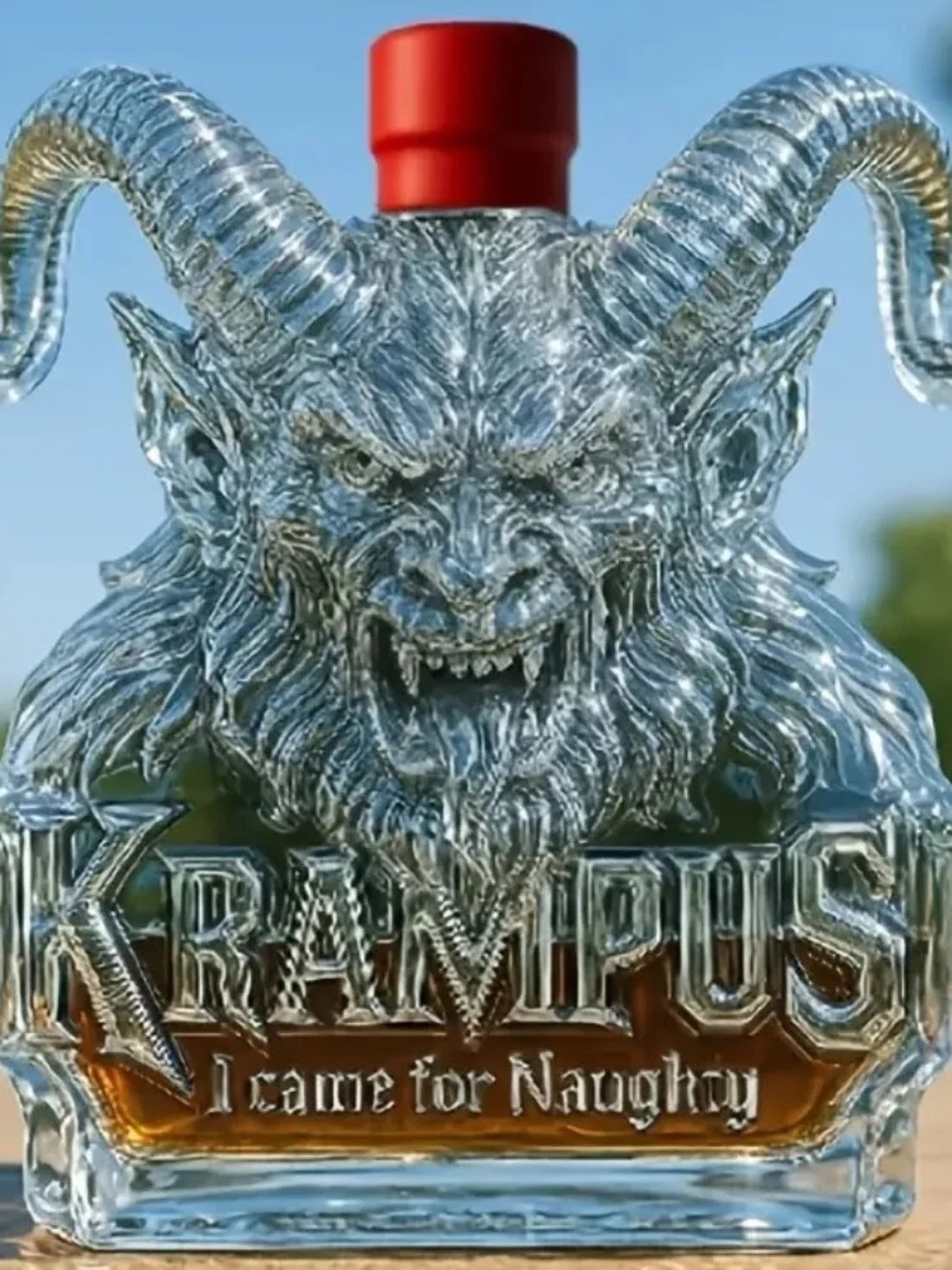 Krampus I Came For Naughty Decantor - Novelty Red Cap & Gold Crown Cap Included